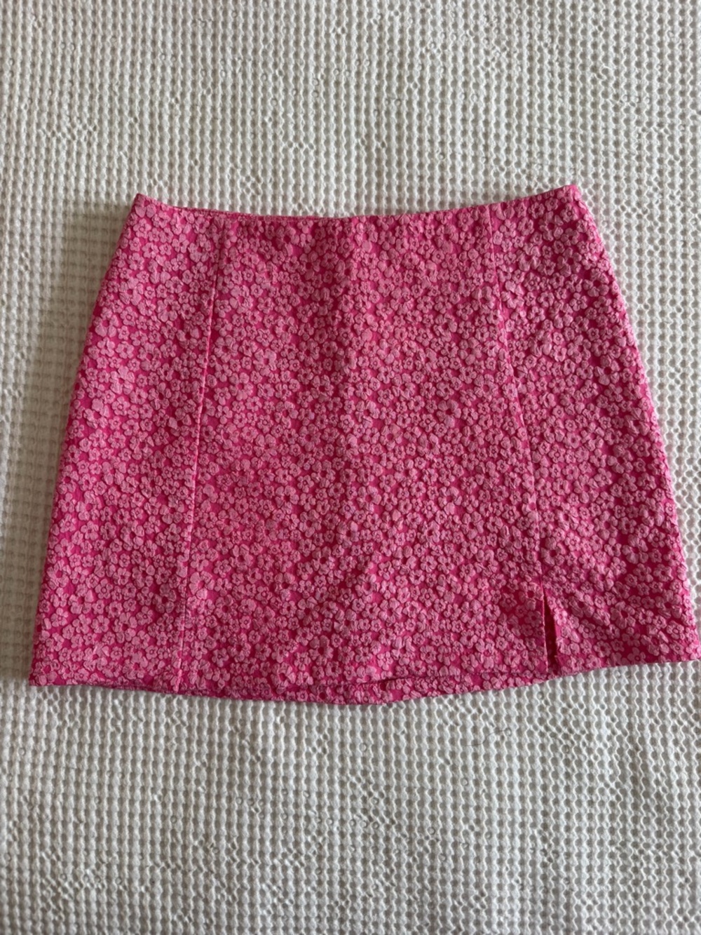 Altar'd State Hot Pink Floral Jacquard Mini Skirt